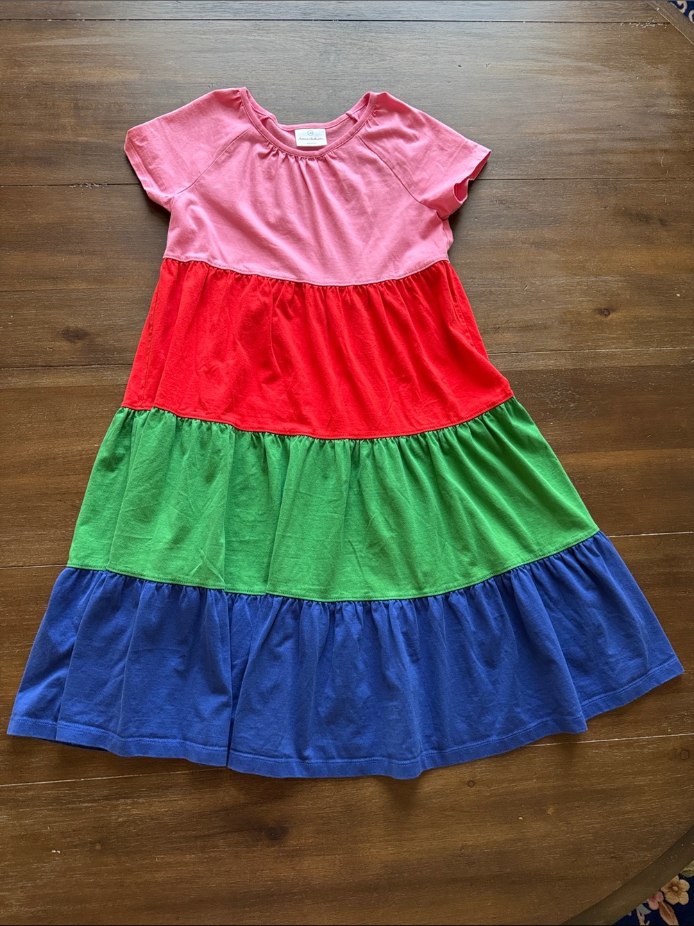 Size 10 140cm Hanna Andersson colorblock cotton dress